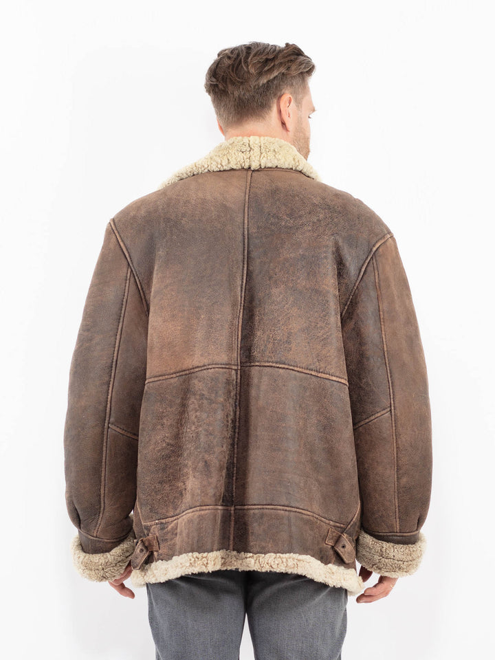 Vintage 80's Men Sheepskin Jacket in BrownZ2104