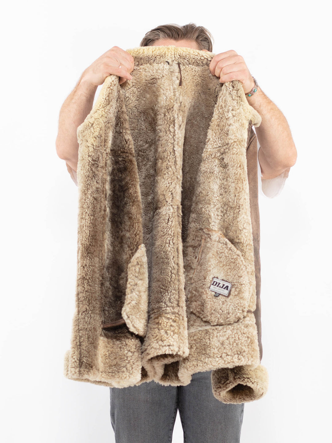 Vintage 80's Men Sheepskin Jacket in BrownZ2104