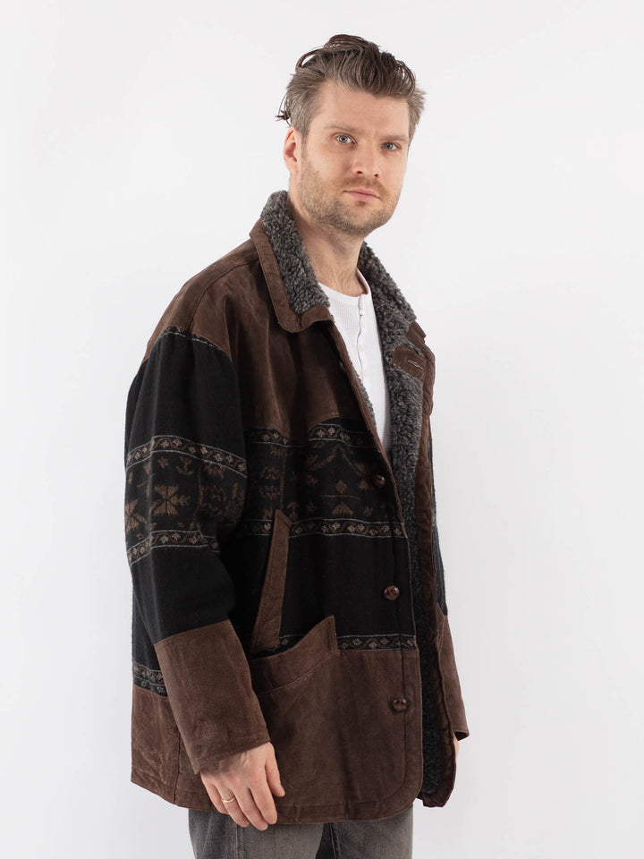 Vintage 80's Men Suede Jacket in BrownZ1114