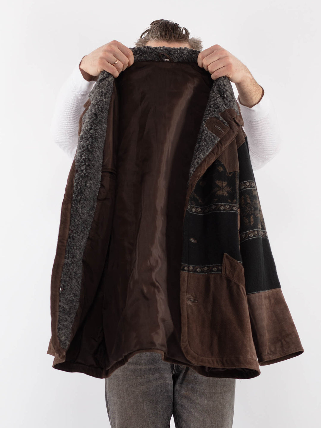 Vintage 80's Men Suede Jacket in BrownZ1114