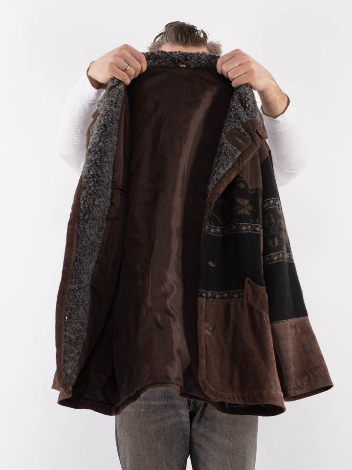 Vintage 80's Men Suede Jacket in BrownZ1114