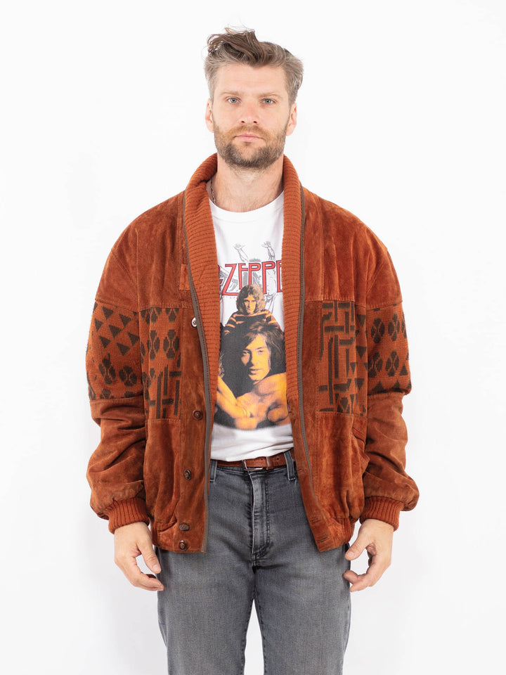 Vintage 90's Men Suede Jacket in BrownZ2299