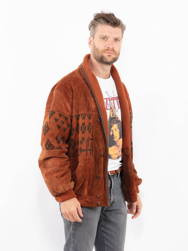 Vintage 90's Men Suede Jacket in BrownZ2299