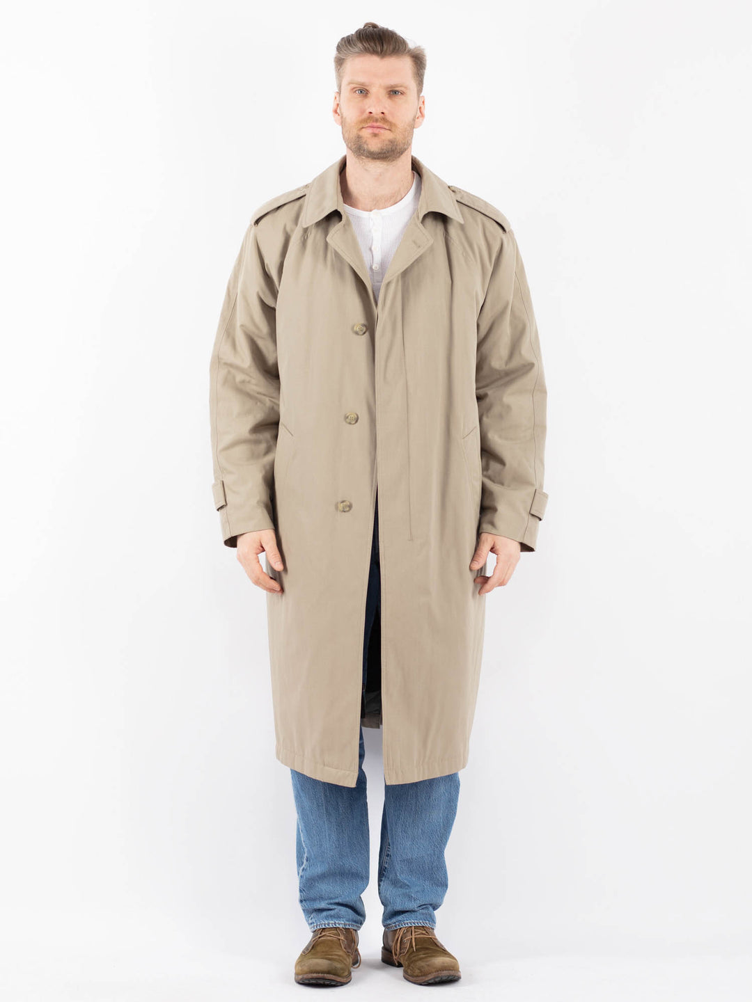 Vintage 80's Men Trench Coat in BeigeZ1474