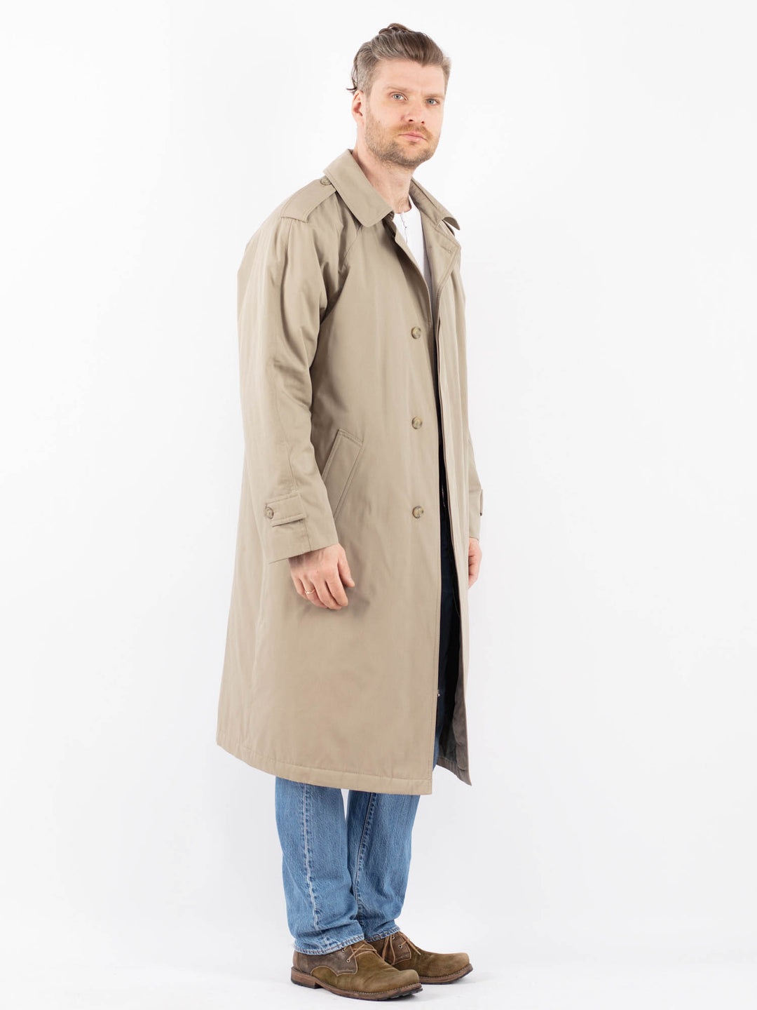 Vintage 80's Men Trench Coat in BeigeZ1474