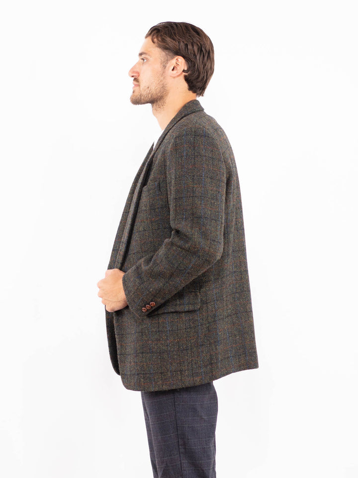 Vintage 80's Men Harris Tweed Jacket in GreenZ2165