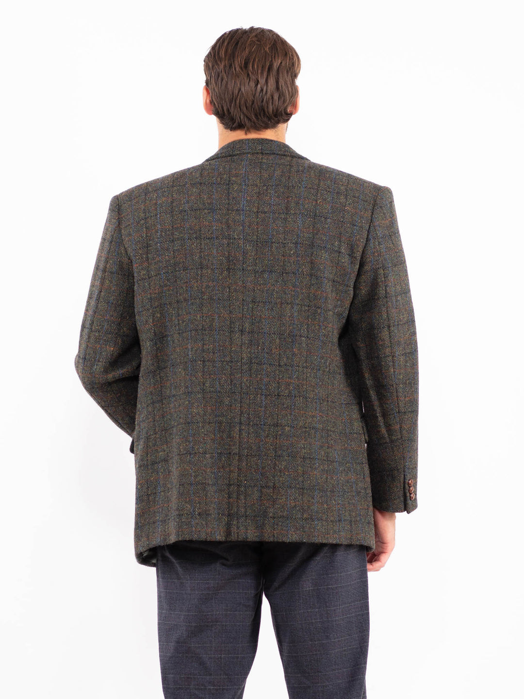 Vintage 80's Men Harris Tweed Jacket in GreenZ2165