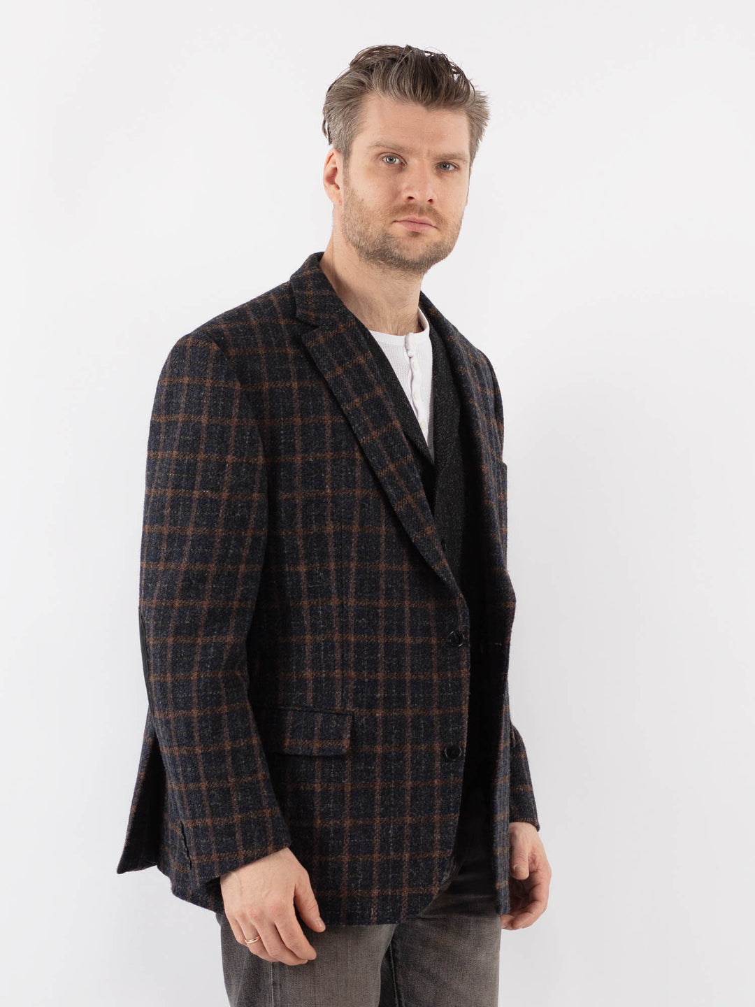 Vintage 90's Men Harris Tweed Jacket in BlueZ1070