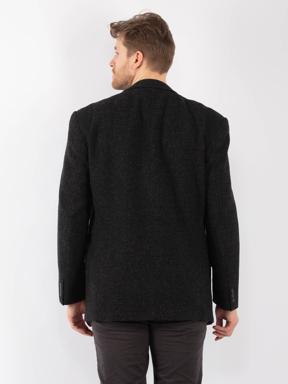 Vintage 80's Men Wool Blazer Jacket in GrayZ1267