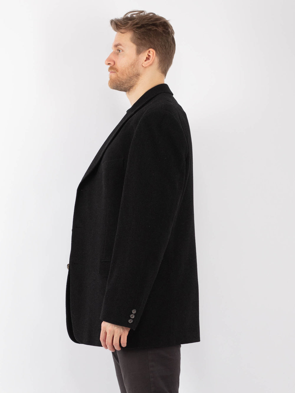 Vintage 80's Men Wool Blazer Jacket in BlackZ1268