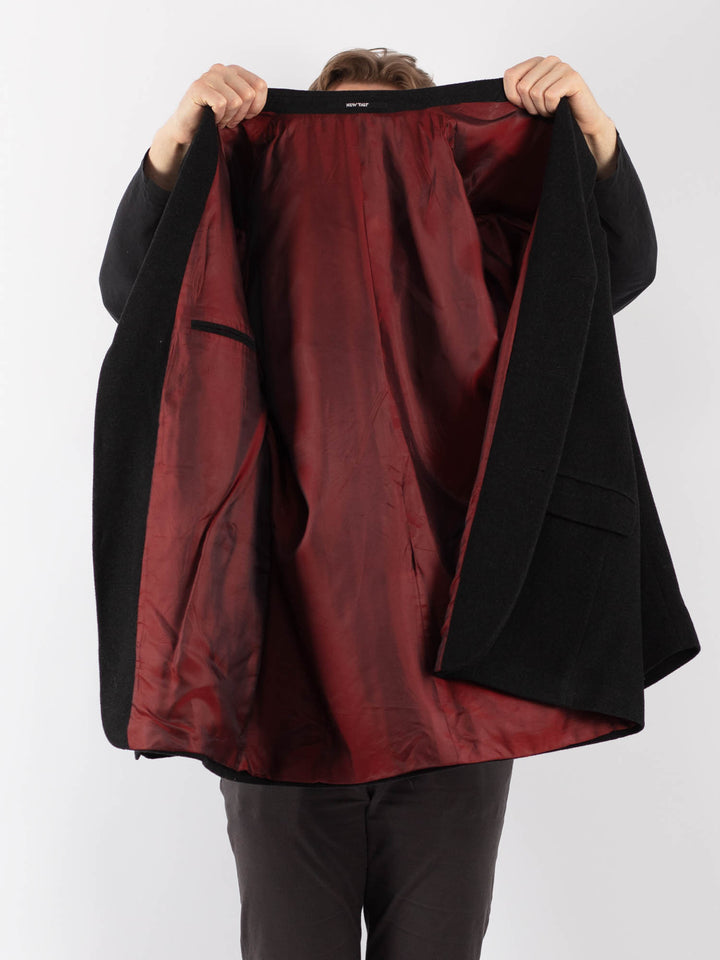 Vintage 80's Men Wool Blazer Jacket in BlackZ1268