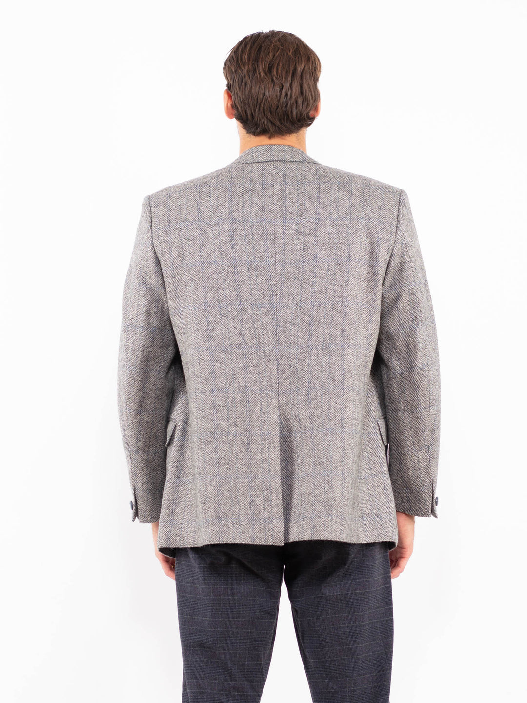 Vintage 80's Men Wool Blazer Jacket in GrayZ2183