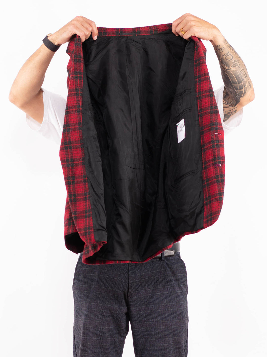 Vintage 80's Men Wool Blend Blazer Jacket in RedZ2195