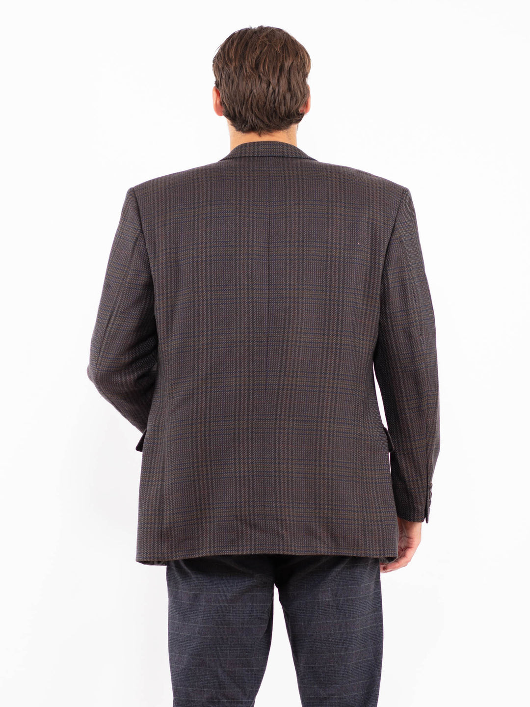 Vintage 80's Men Wool Blazer Jacket in BrownZ2200