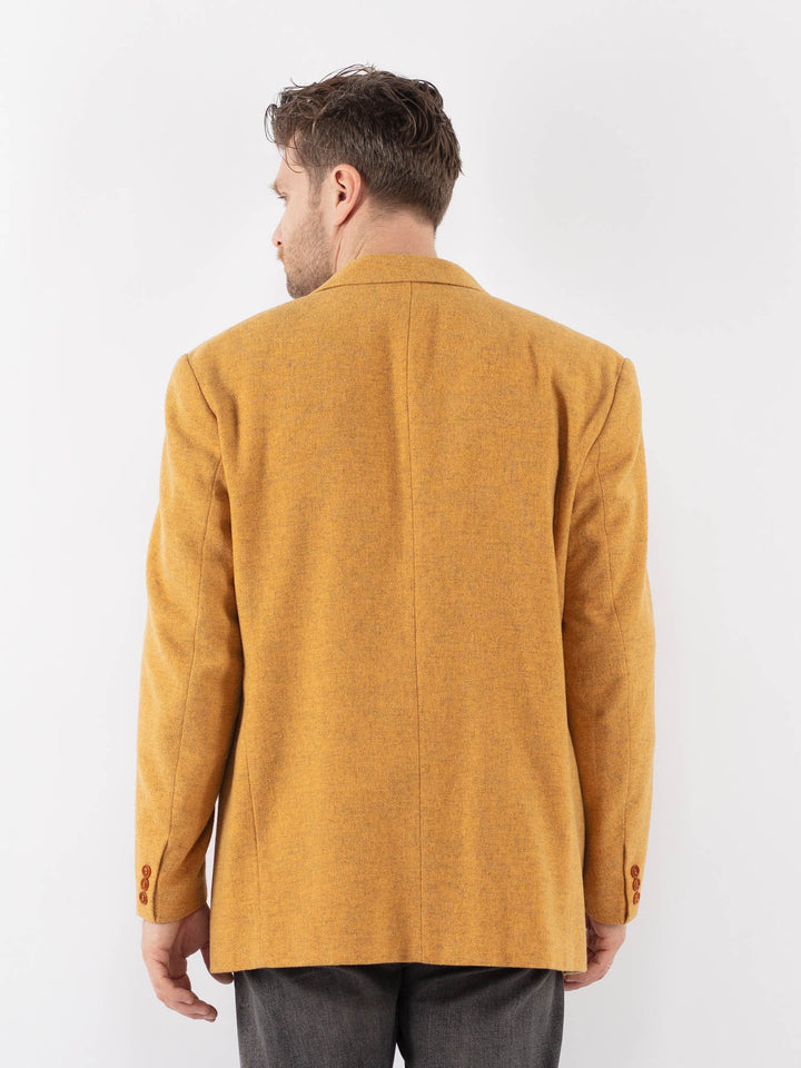 Vintage 80's Men Wool Blazer Jacket in YellowZ1021