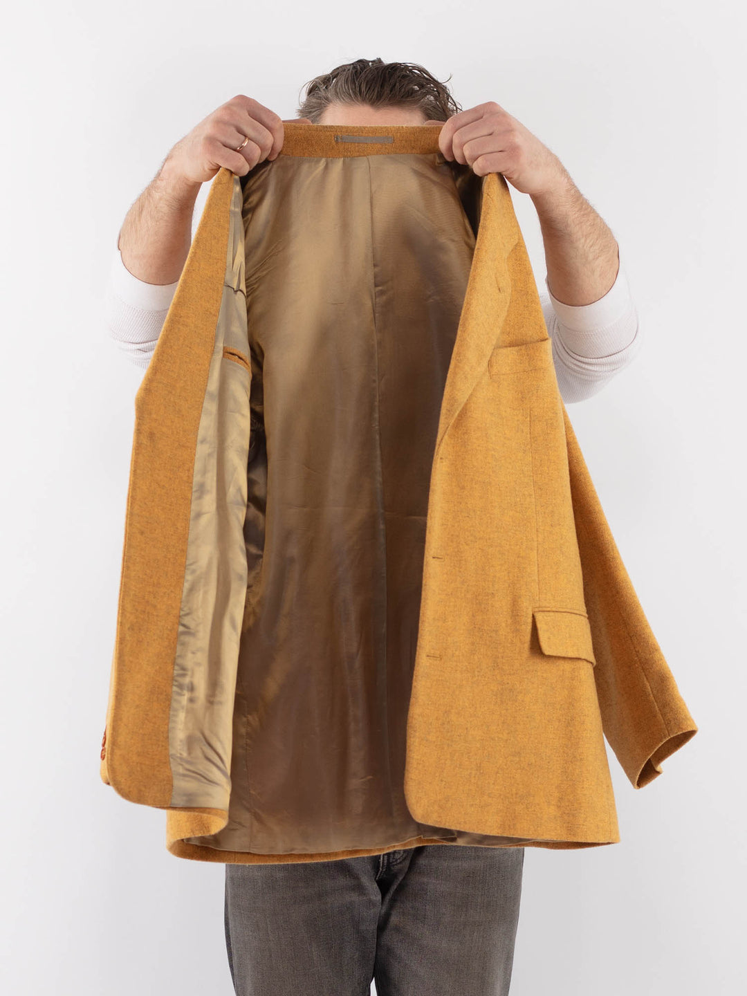 Vintage 80's Men Wool Blazer Jacket in YellowZ1021