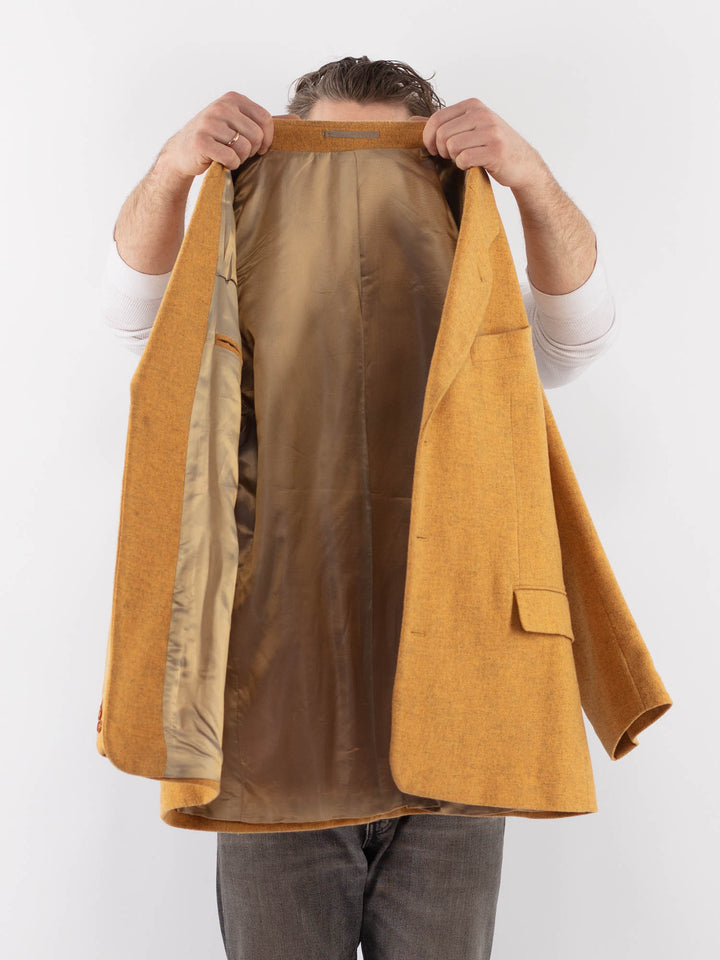 Vintage 80's Men Wool Blazer Jacket in YellowZ1021