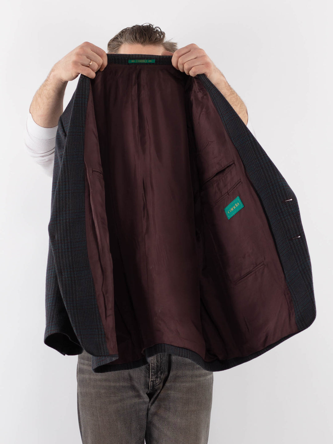 Vintage 80's Men Wool Blazer Jacket in BlueZ1023