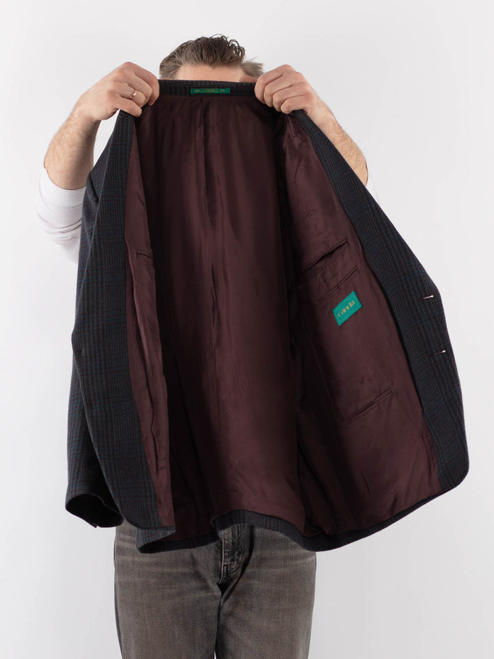 Vintage 80's Men Wool Blazer Jacket in BlueZ1023