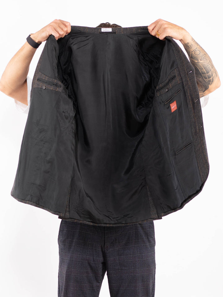 Vintage 80's Men Wool Blazer Jacket in GrayZ2206