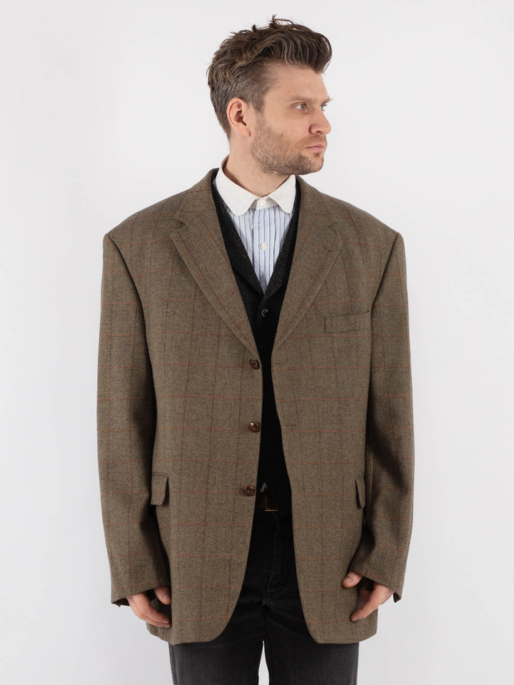 Vintage 80's Men Wool Blazer Jacket in Beige - NorthernGrip