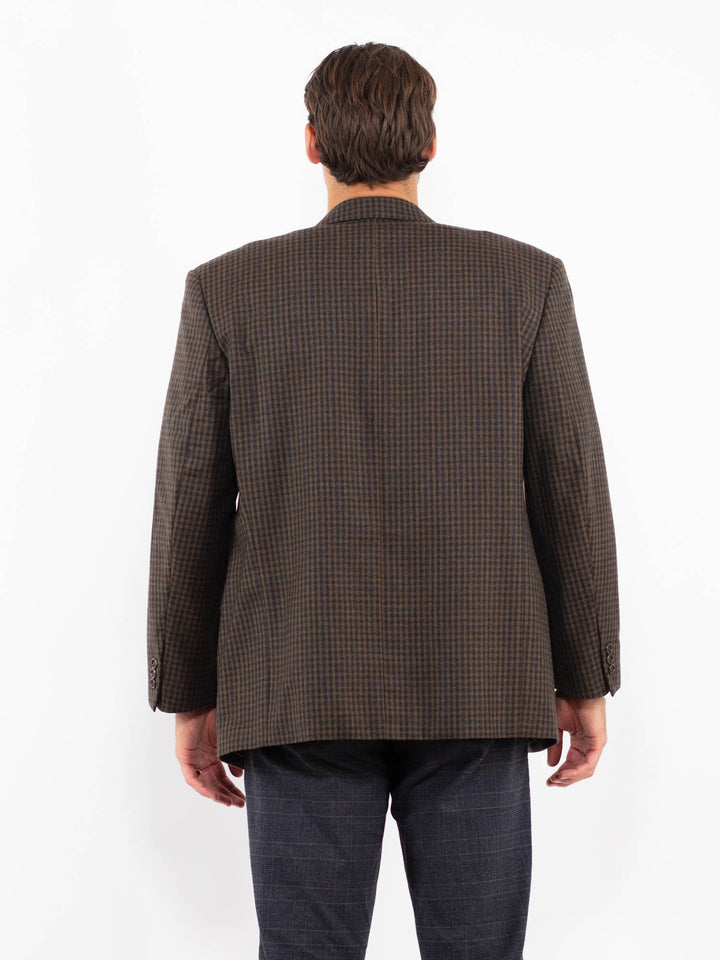 Vintage 80's Men Wool Blazer Jacket in BrownZ2211