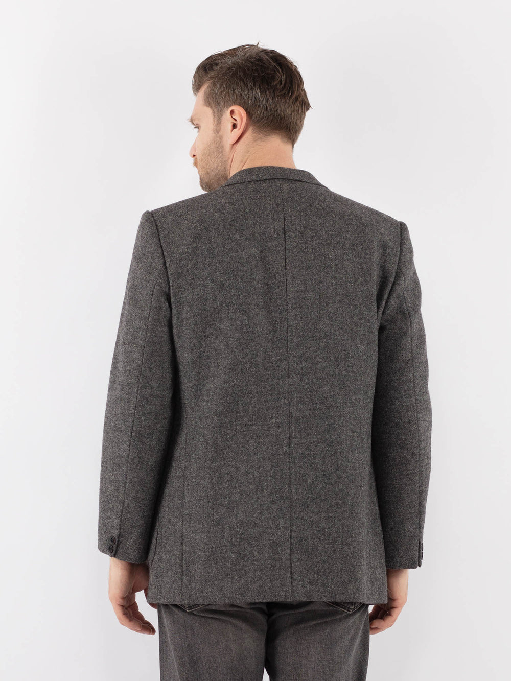 Vintage 80's Men Wool Blazer Jacket in GrayZ1039