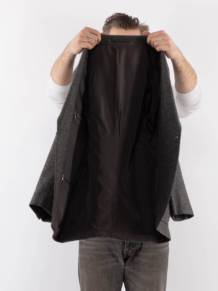 Vintage 80's Men Wool Blazer Jacket in GrayZ1039