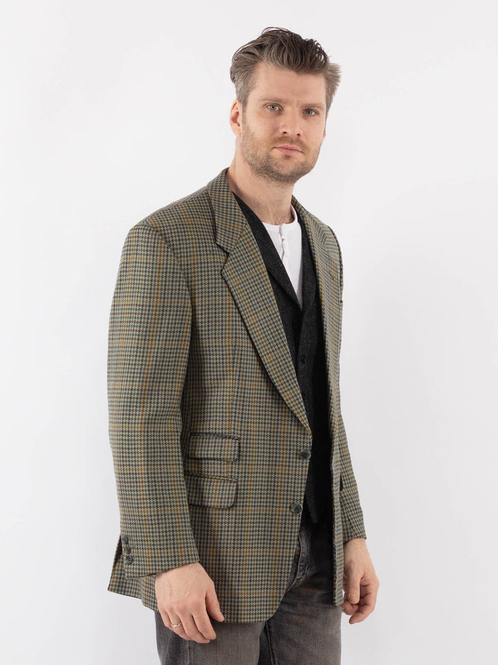 Vintage 80's Men Wool Blazer Jacket in GreenZ1047