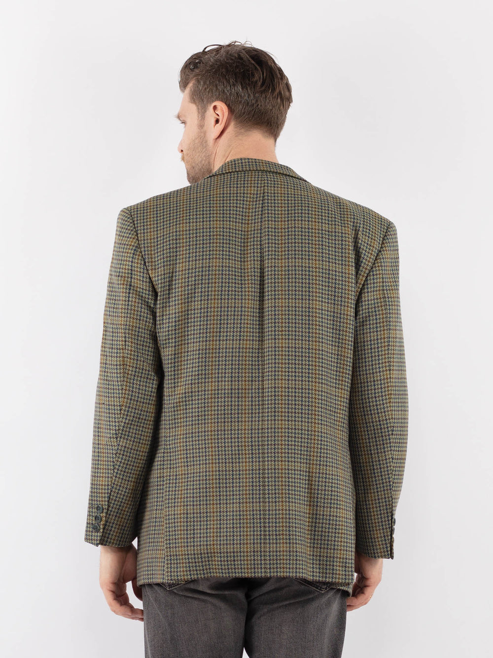 Vintage 80's Men Wool Blazer Jacket in GreenZ1047