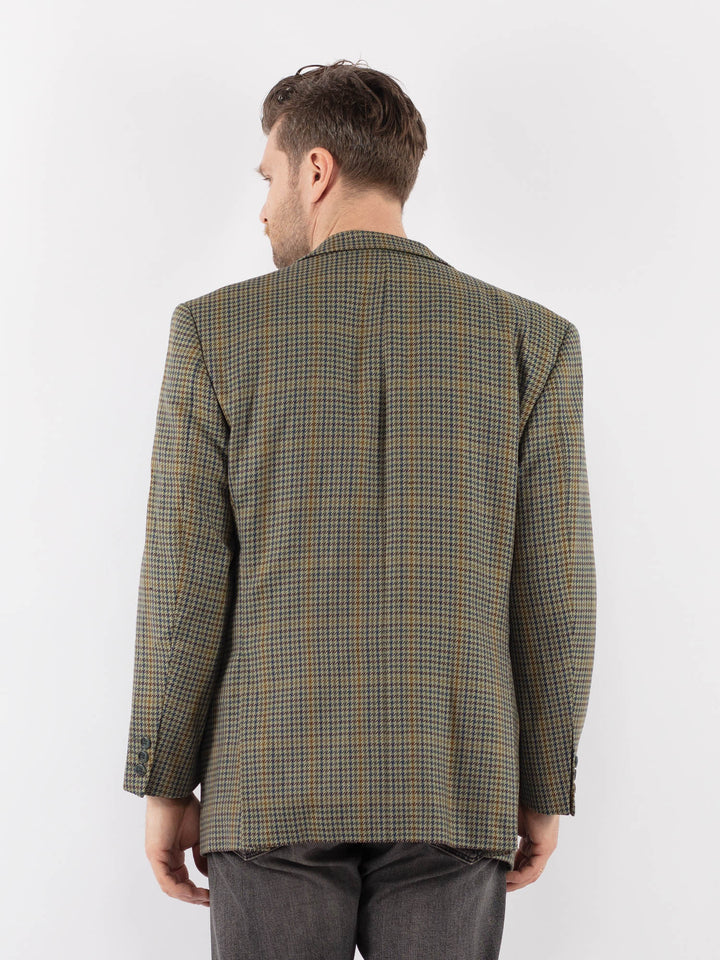 Vintage 80's Men Wool Blazer Jacket in GreenZ1047