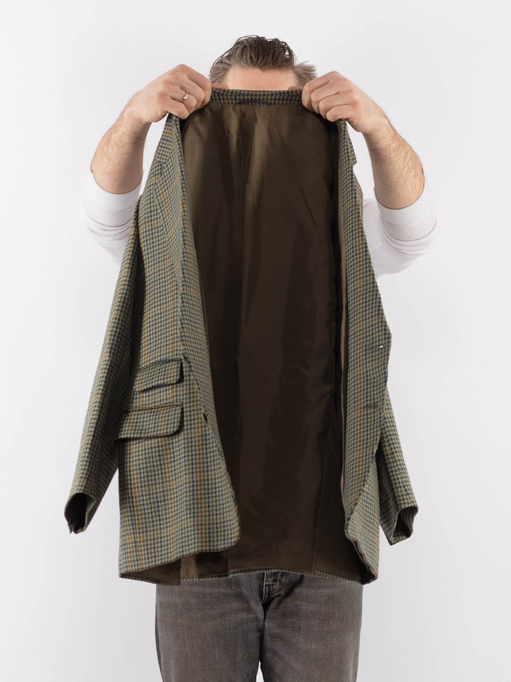 Vintage 80's Men Wool Blazer Jacket in GreenZ1047