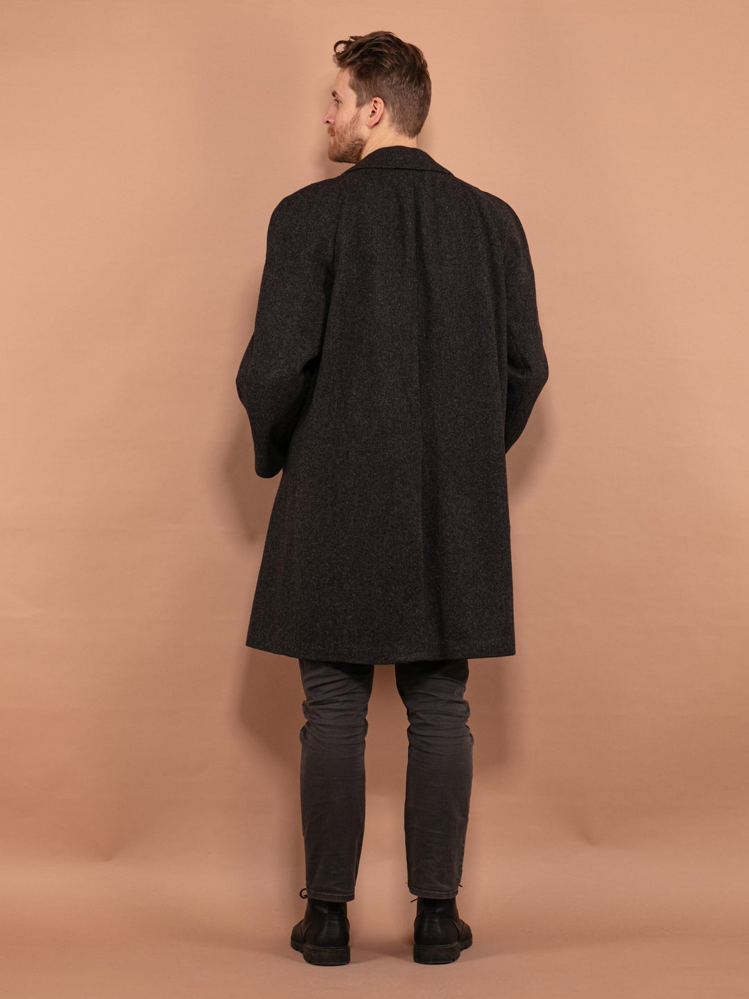 Vintage 80's Men Wool Coat in Gray - NorthernGrip