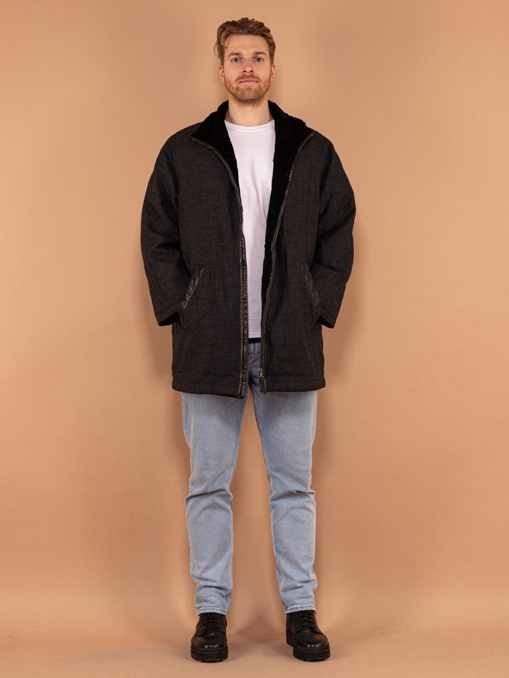 Vintage 80's Men Wool Blend Coat in Grey - NorthernGrip