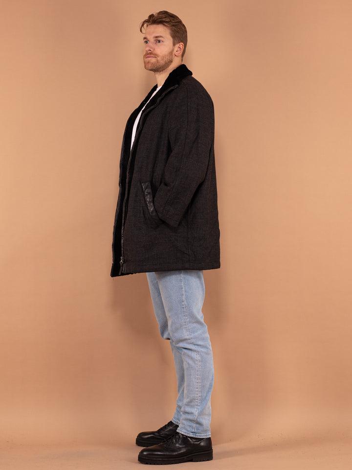 Vintage 80's Men Wool Blend Coat in Grey - NorthernGrip