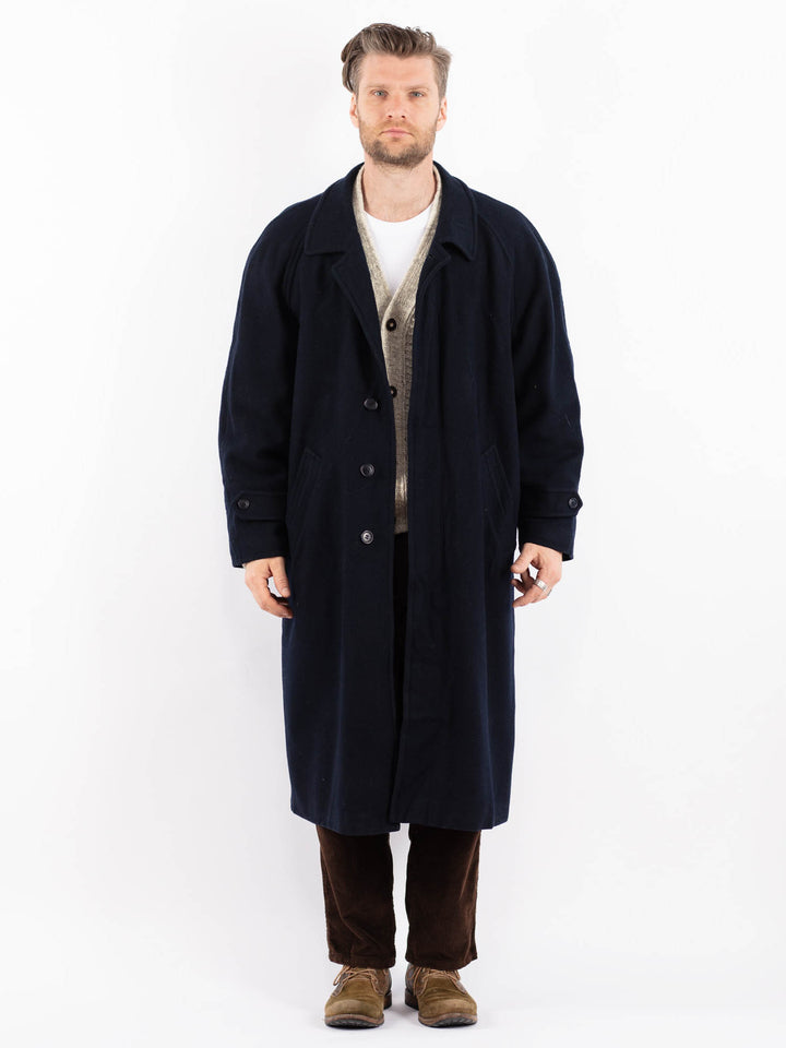 Vintage 80's Men Wool Blend Coat in BlueZ1601