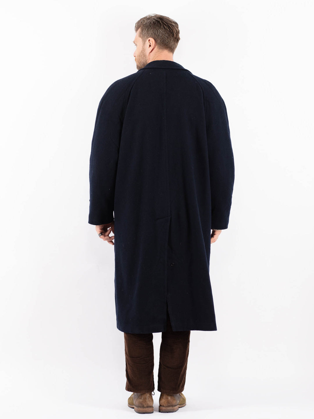 Vintage 80's Men Wool Blend Coat in BlueZ1601