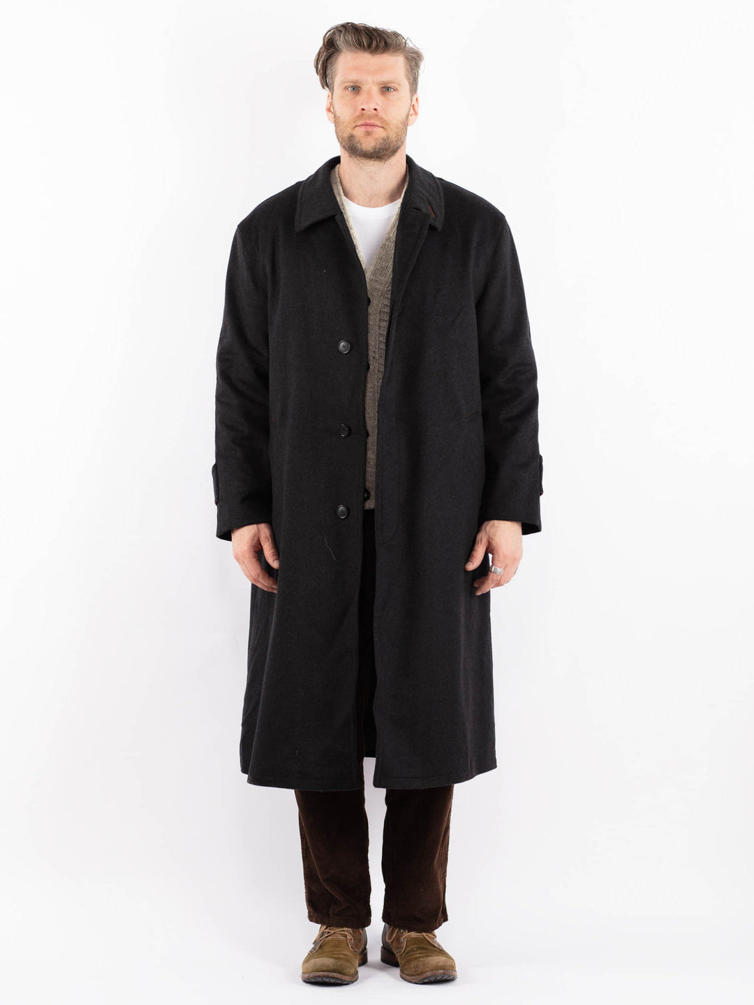 Vintage 80's Men Wool Blend Coat in GrayZ1610