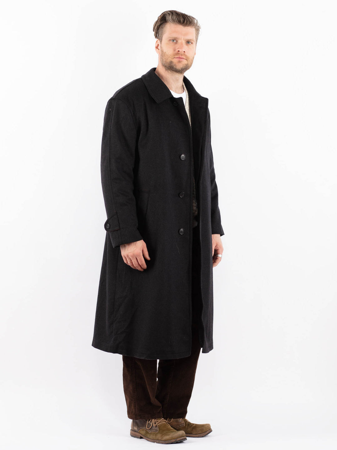 Vintage 80's Men Wool Blend Coat in GrayZ1610