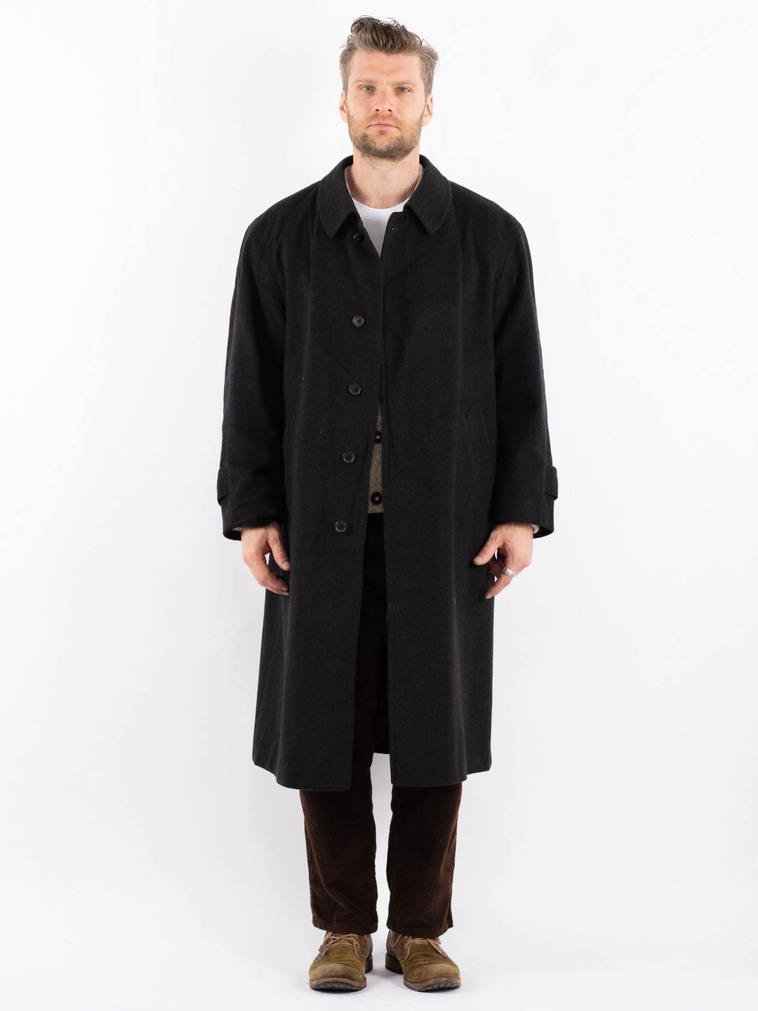 Vintage 80's Men Wool Blend Coat in GrayZ1611