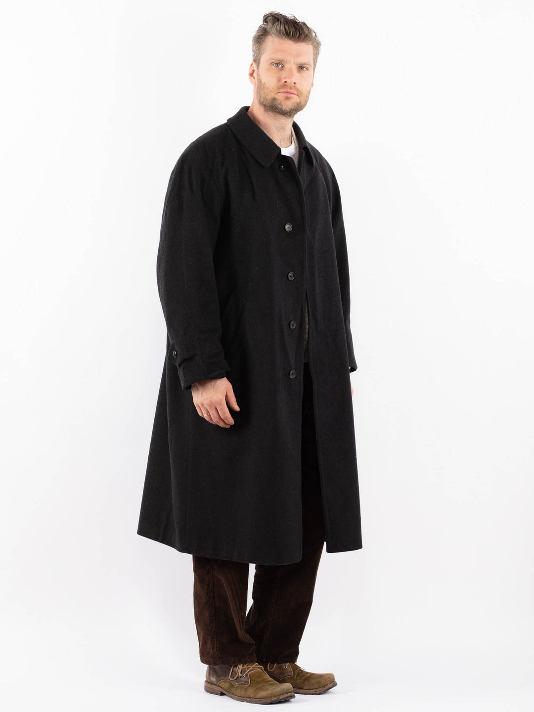 Vintage 80's Men Wool Blend Coat in GrayZ1611
