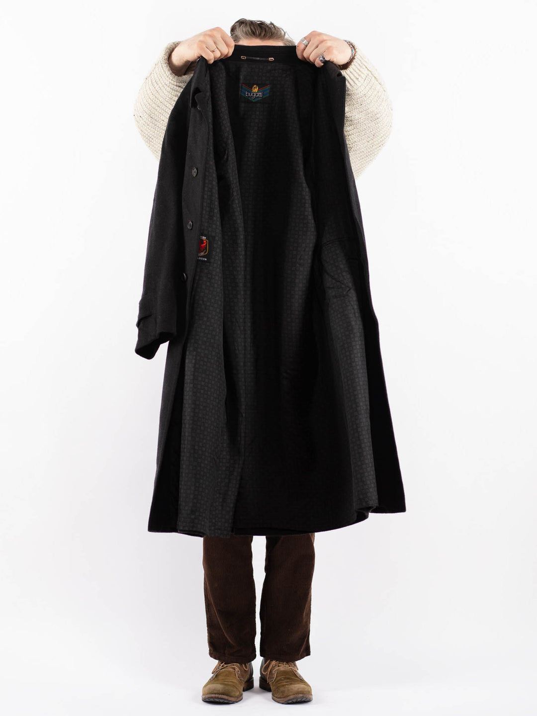 Vintage 80's Men Wool Blend Coat in GrayZ1611