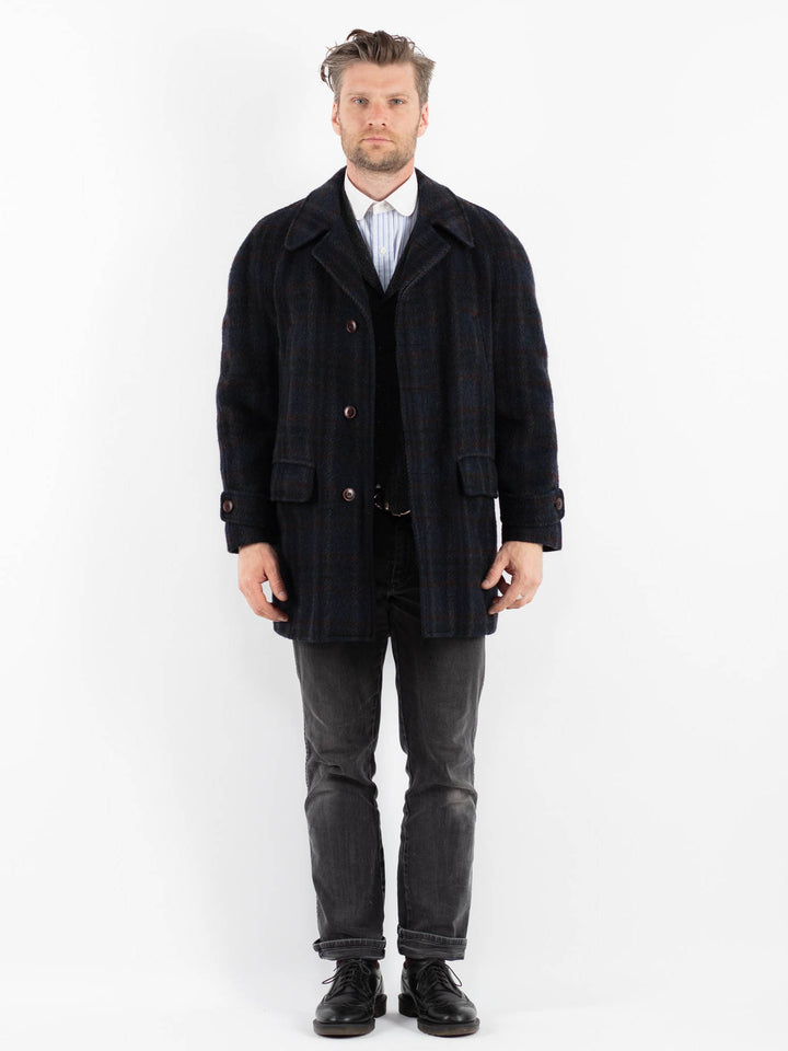 Vintage 80's Men Wool Coat in BlueZ1747