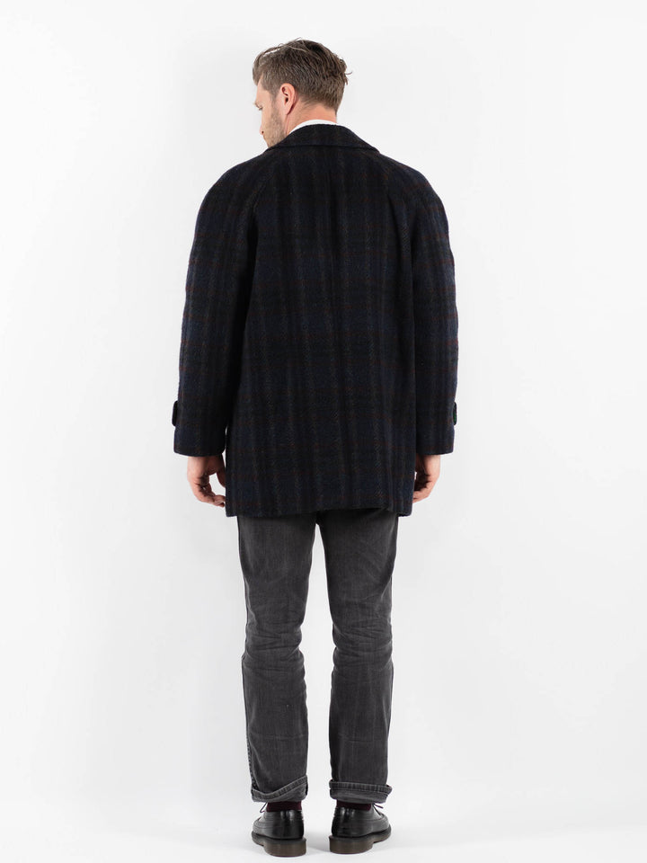 Vintage 80's Men Wool Coat in BlueZ1747