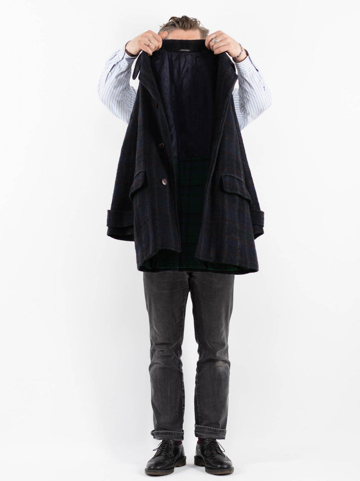 Vintage 80's Men Wool Coat in BlueZ1747