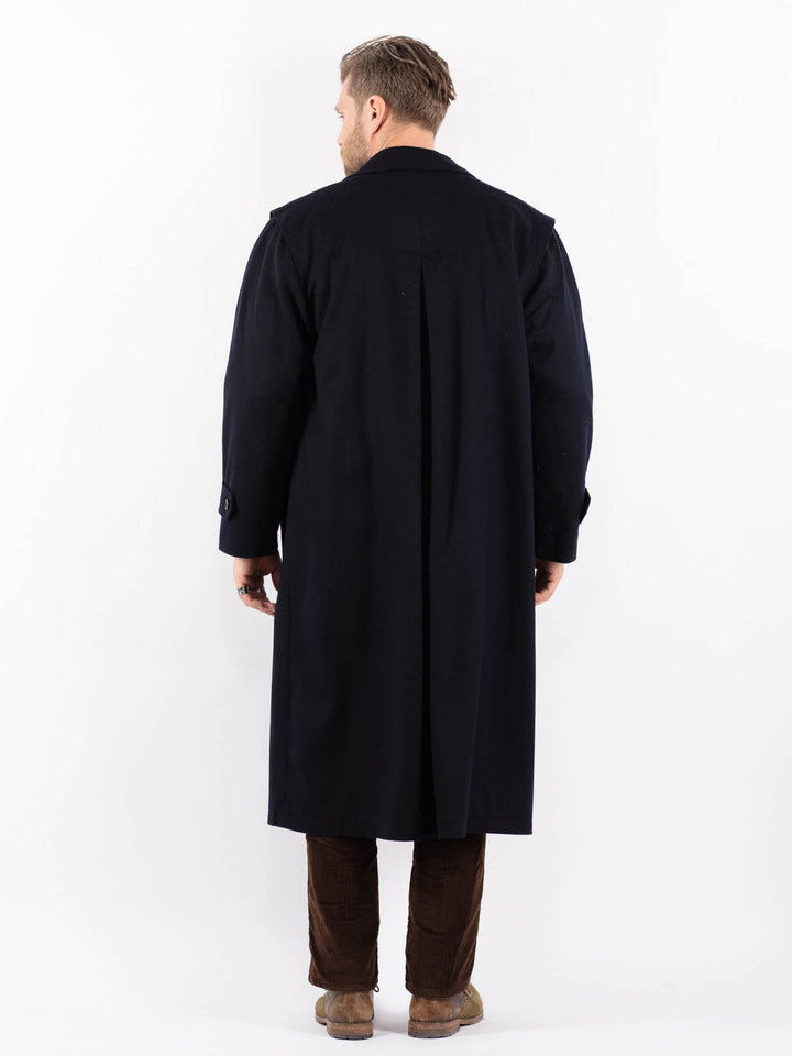 Vintage 80's Men Wool Blend Coat in BlueZ1636