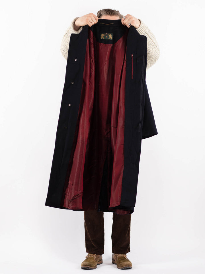 Vintage 80's Men Wool Blend Coat in BlueZ1636