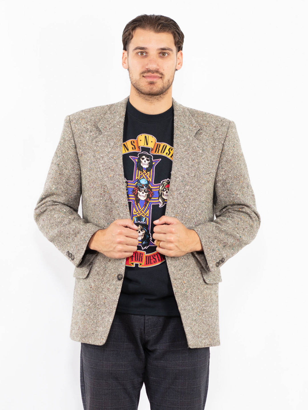 Vintage 80's Men Wool Blazer Jacket in GreenZ2417