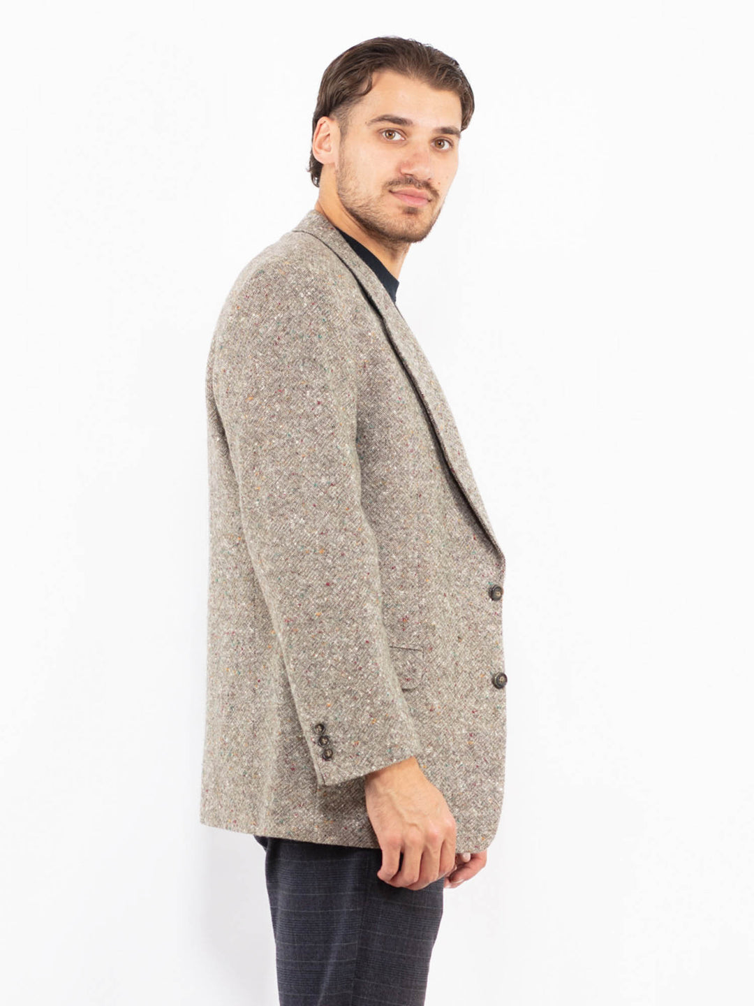 Vintage 80's Men Wool Blazer Jacket in GreenZ2417