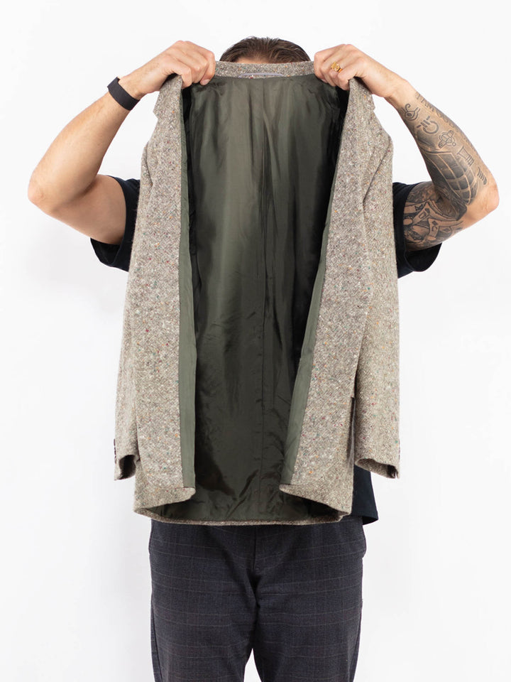 Vintage 80's Men Wool Blazer Jacket in GreenZ2417